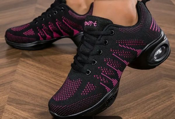 Chaussures de danse élastiques à lacets - Roses – Image 2